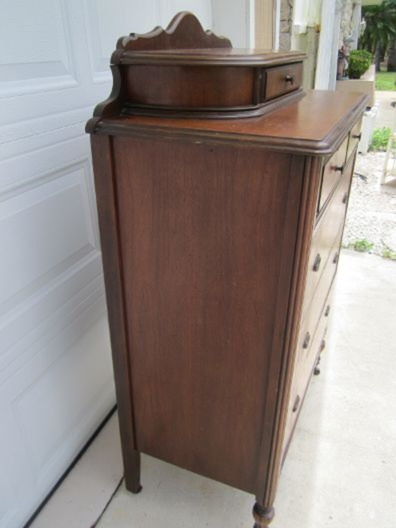 Antique Highboy Dresser Chest 6 Drawers Wood Medium Tone on Etsy