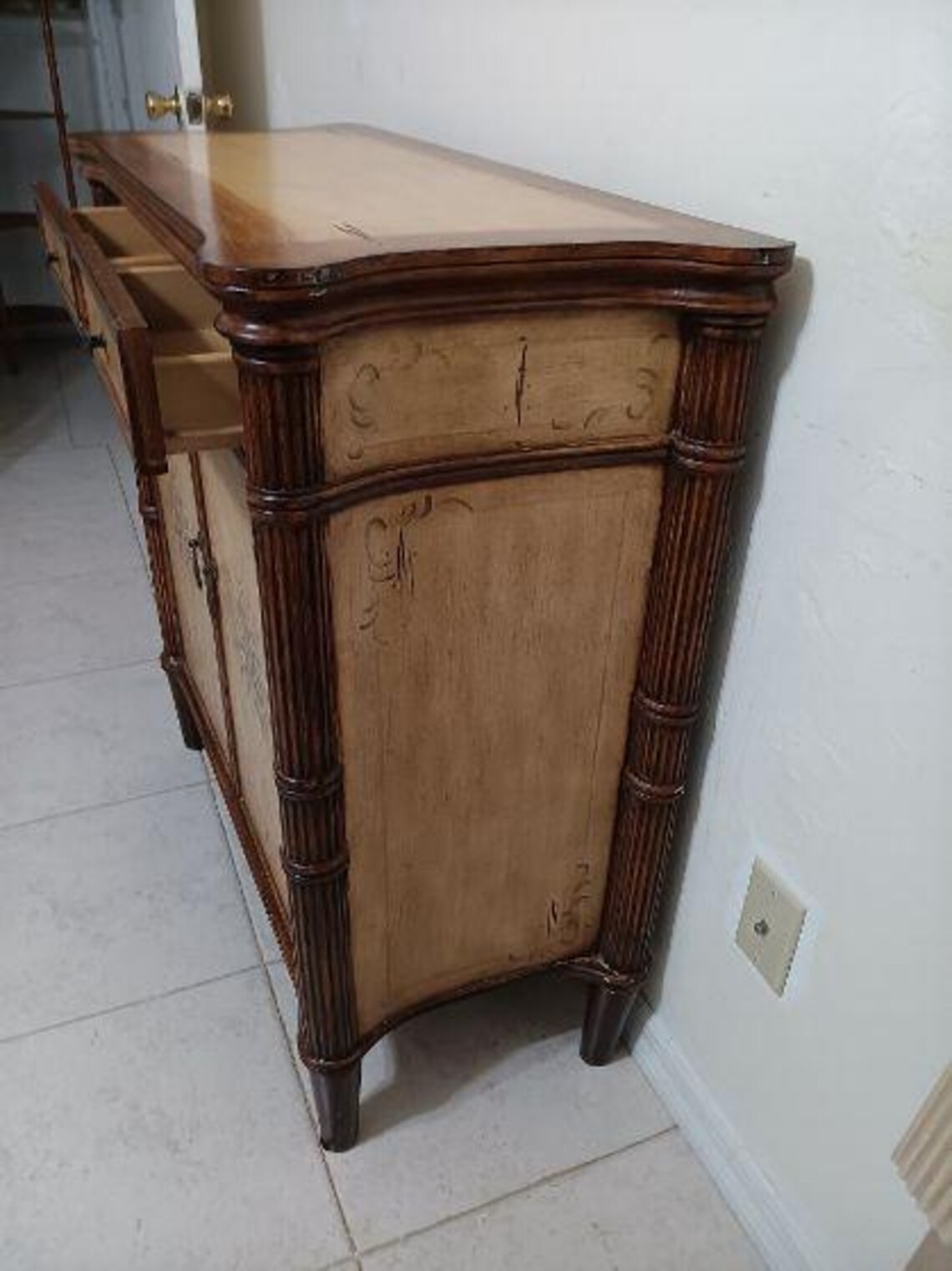 Island British Colonial Style Console Table Sideboard Server Cabinet ...