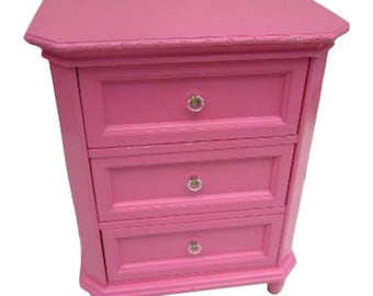 Pink Nightstand Simple Shabby Chic 3 Drawers Wood Shipping Is Not IncludedShipping is not included