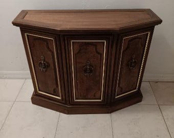 Vintage Mid Century Cabinet Server Wood Door Brown