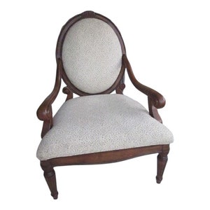 Vintage French Louis XV Dark tone Armchair upholstered seat Medallion Shipping Is Not Free