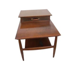 Vintage Mersman Style Wood End Table One Drawer 2 Tier 1960s Shipping Is Not Free