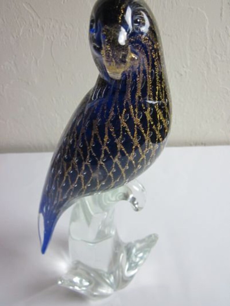 Vintage Murano Hand Blown Glass Parrot Blue and Gold Limited Etsy