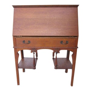 Antique Secretary Wood Desk/Hutch With Slant Front Top One Drawer Drop Front By Skandia Furniture Co
