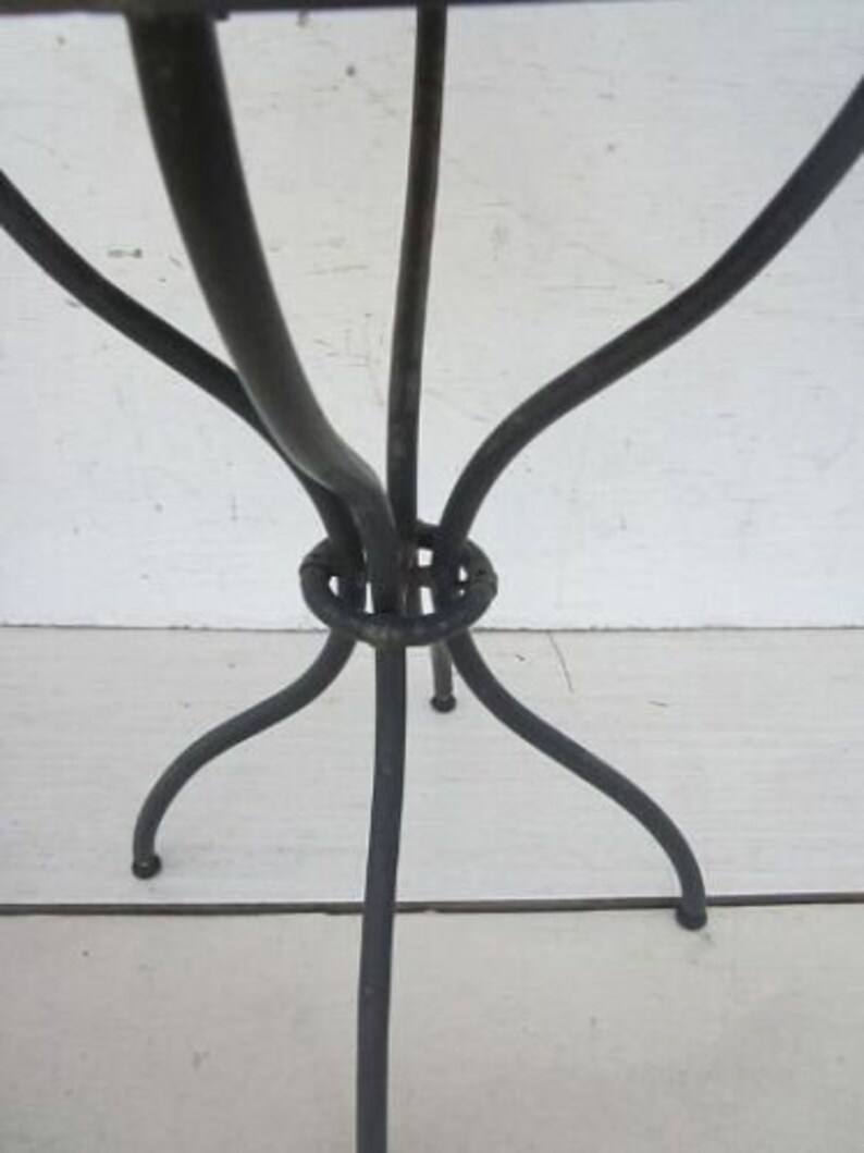 Metal Patio Set Black Round Table Tile Top and Two Folding Etsy