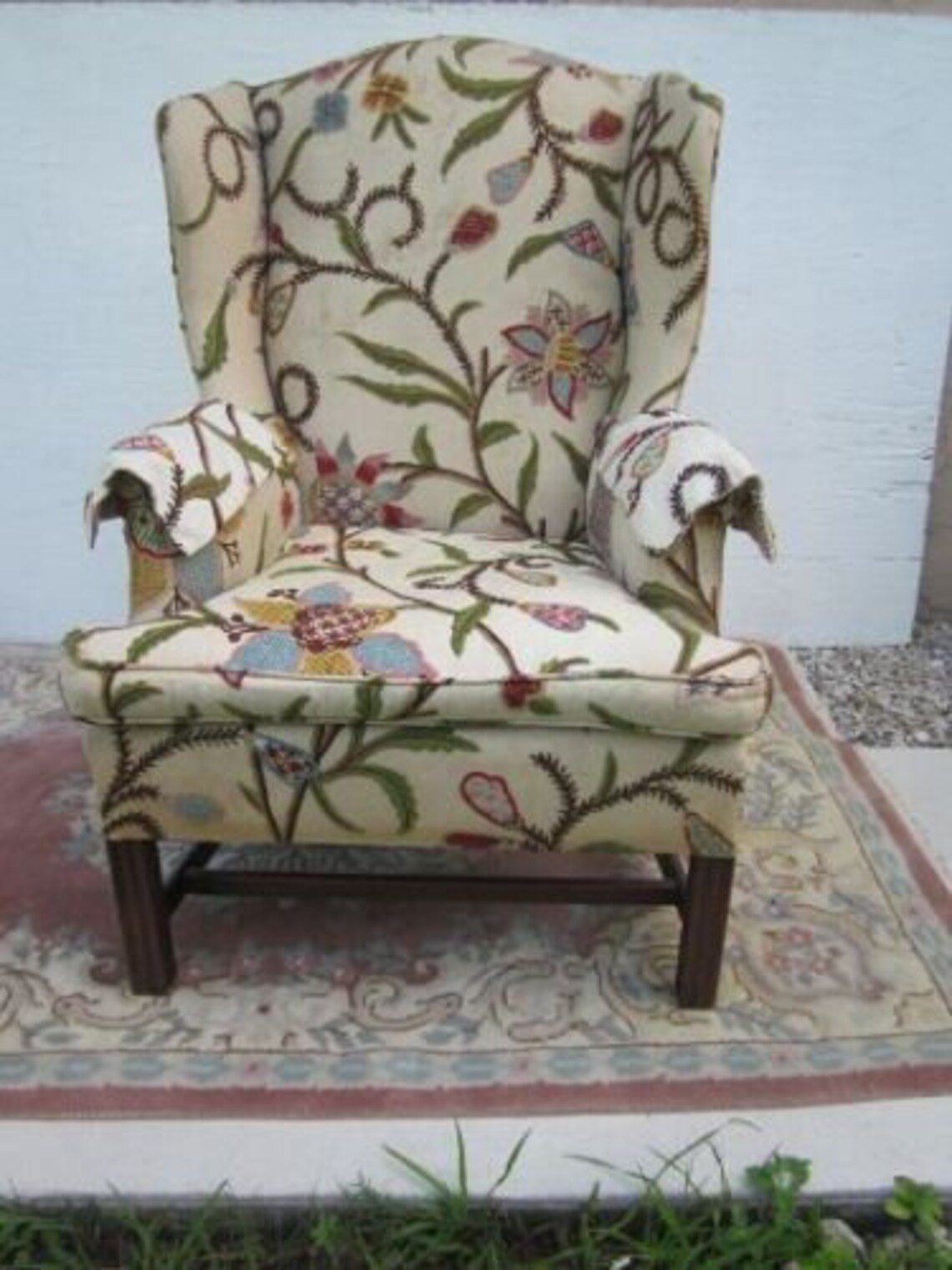 Wingback Arm Chair Wood Frame Upholstered Fabricshipping is Etsy