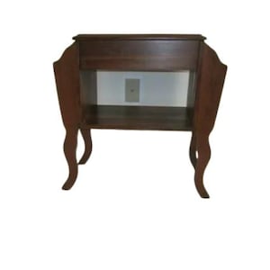 Vintage Wood Magazine Rack Side End Table Dark Tone