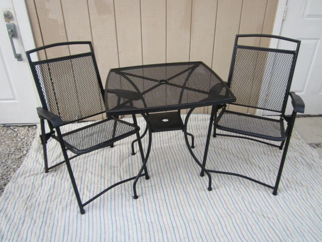 Vintage Metal Patio Set by Salterini Style Table and Two Etsy