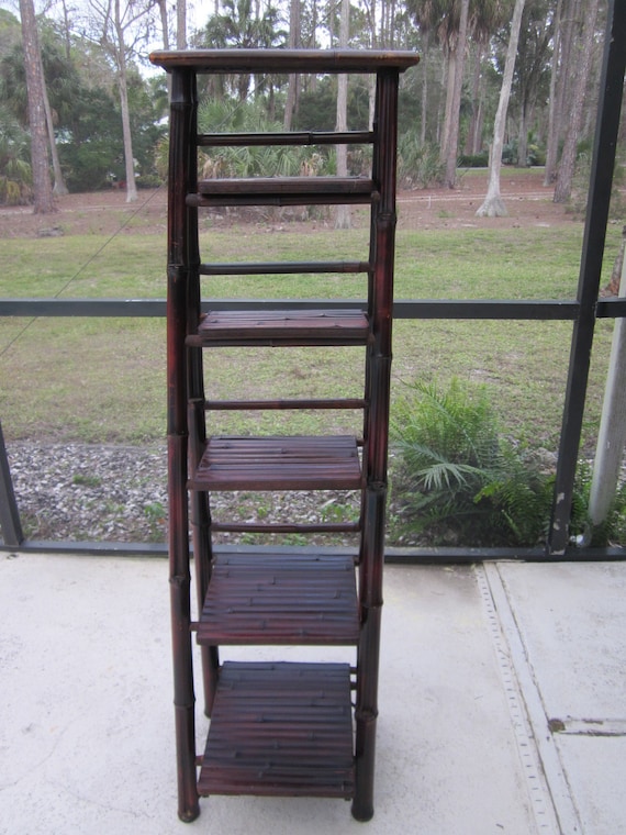 Bamboo shelf ladder deals