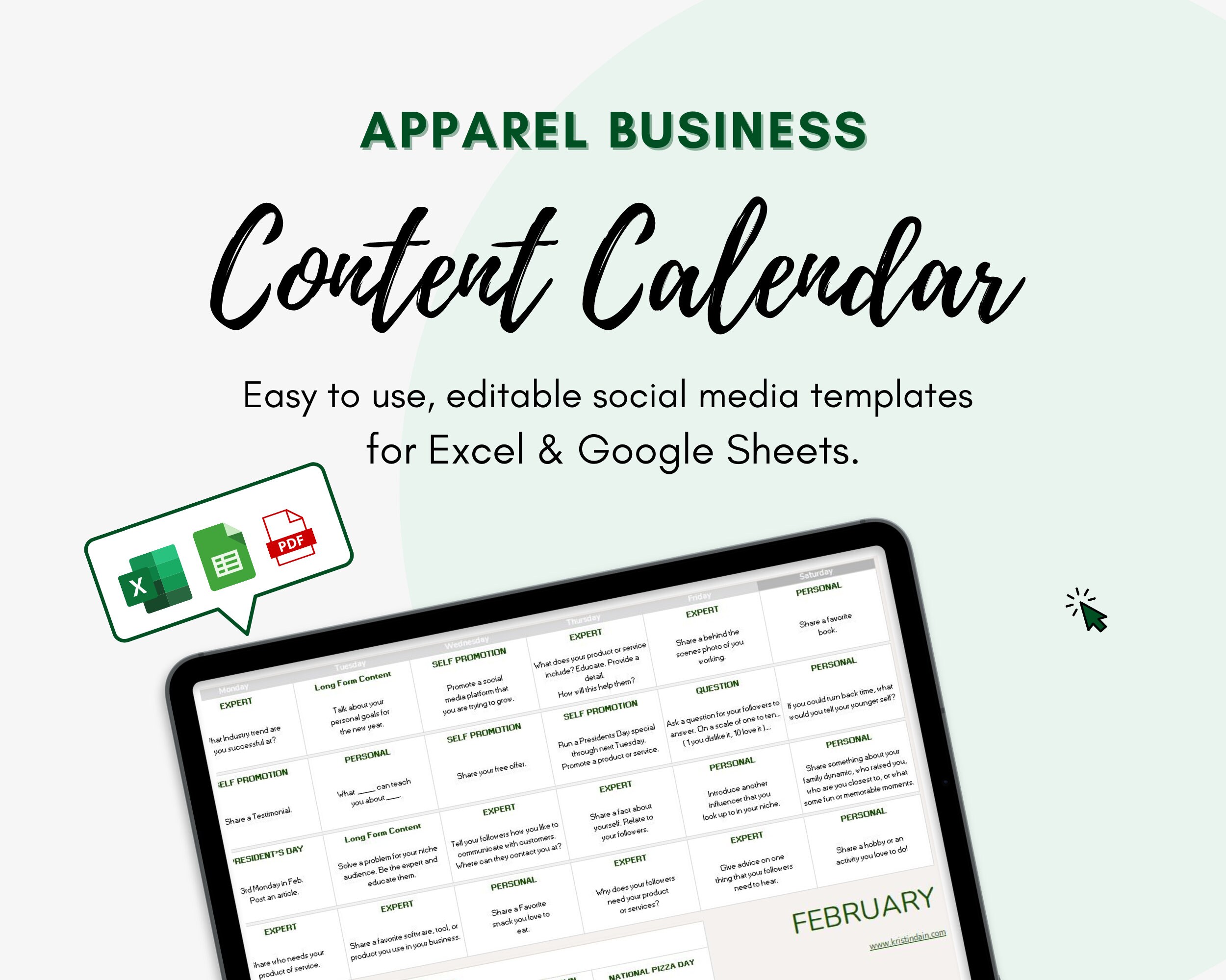 EDITABLE Apparel Social Media Content Calendar L 365 Day Social Media EDITABLE Apparel Social Media Content Calendar L 365 Day Social Media