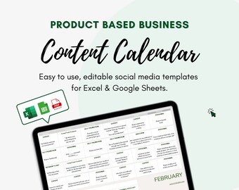 EDITABLE Product Based Business Social Media Content Calendar l 365 Day Social Media Marketing Planner l Social Media For Small Business