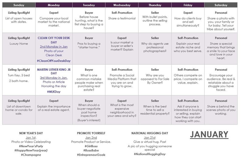 Real Estate Agent 365 Day Social Media Content Calendar Etsy