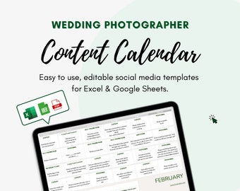 EDITABLE Wedding Photographer Social Media Content Calendar l 365 Day Social Media Marketing Planner l Social Media For Small Business