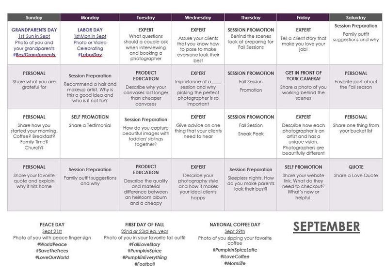 Family Photographer Social Media Content Calendar l 365 Day Etsy