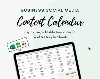 EDITABLE Business Social Media Content Calendar l Marketing For Small Business Owners l 365 Day l 12 Month Planner l Etsy Sellers