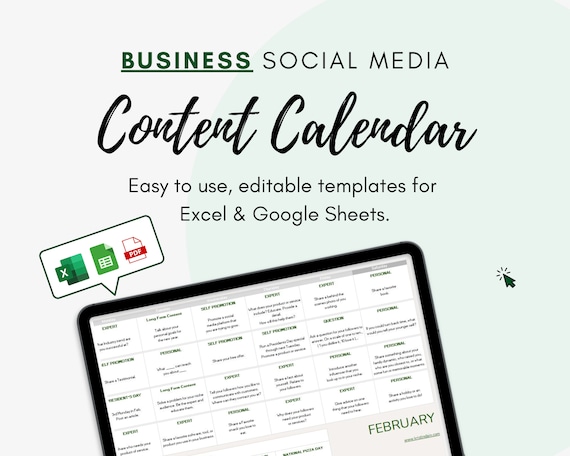 EDITABLE Business Social Media Content Calendar L Marketing for Small  Business Owners L 365 Day L 12 Month Planner L Etsy Sellers - Etsy