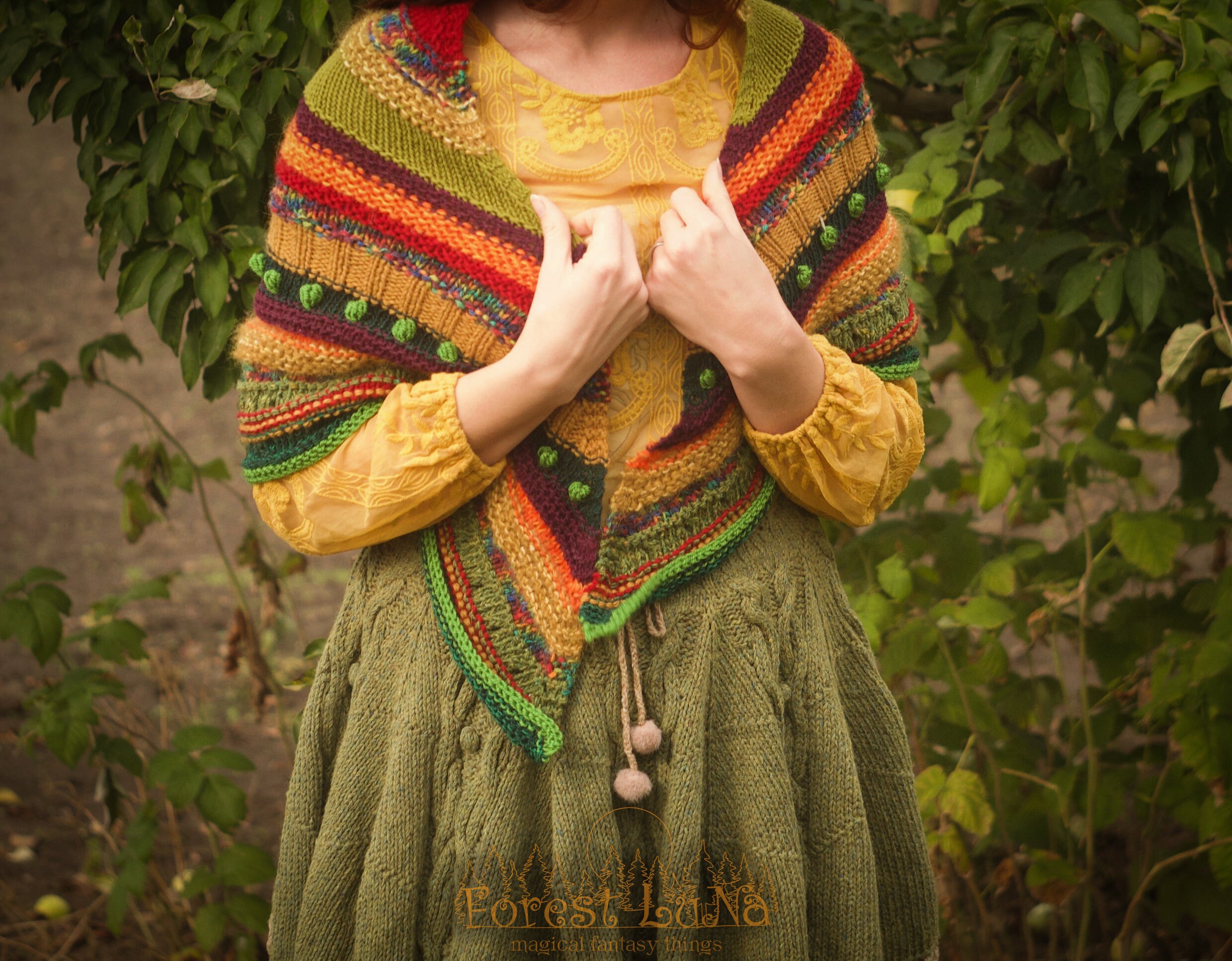 Knitted rustic Medieval shawl. Preorder. Hand knit stay home Etsy