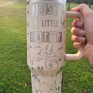 Spooky Batty 40oz Tumbler, Just a Little Batty Halloween Travel Tumbler, Halloween Cup, Fall Tumbler