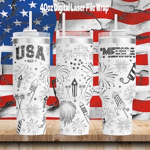 Vierte Juli Laser gravierte Datei für 40oz Becher, digitale Laserdatei Wrap, 4th of Jul SVG Laserdatei, Laserdatei