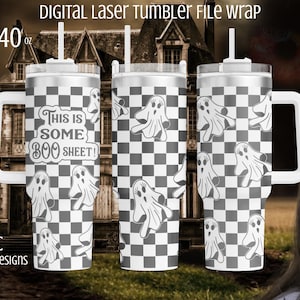 Ghost Face Laser Engraved Full Wrap Design for 40oz Tumbler, SVG design for Laser Rotary, Funny Halloween Retro Ghost Laser Engrave Design
