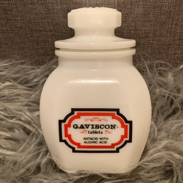 Vintage Gaviscon Apothecary Milk Glass Jar