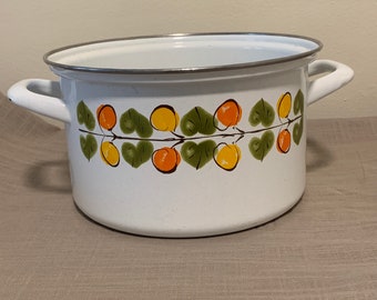 Vintage Austria Email Brand Small Brown Floral Sauce Pan Pot