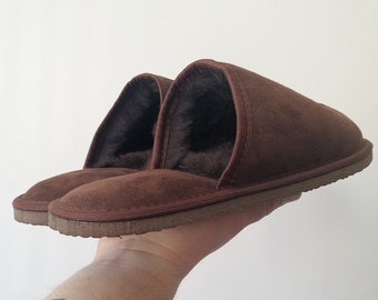 Sheepskin Slippers for Men | Men's Sheepskin Loafers | Warm House Shoes | Furry Slides