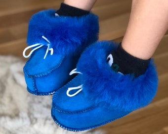 Baby Slipper Boots | Sheepskin Baby Booties  | Handmade Sheepskin Baby Mocassin Shoes | Baby Shower Gift