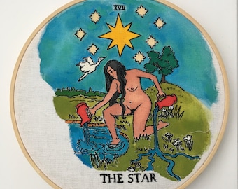 The Star Tarot | Modern Witch | 7” Embroidery Hoop | Handmade | One of a Kind