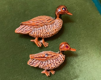 1950s Pair of Duck Pins, Scatter Pins, Signed Gerry's