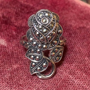Marcasite Rose Ring Etsy