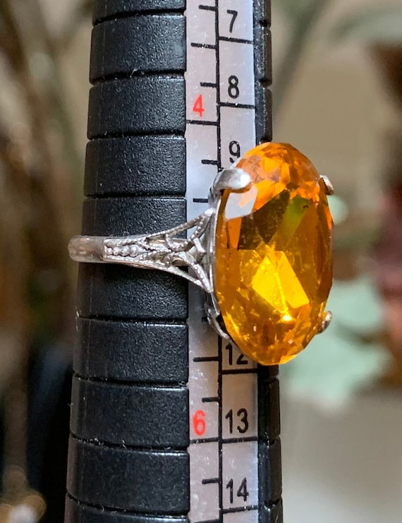 Antique Art Deco Sterling Silver Citrine Past Rin… - image 2