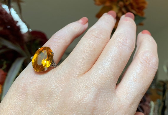 Antique Art Deco Sterling Silver Citrine Past Rin… - image 9