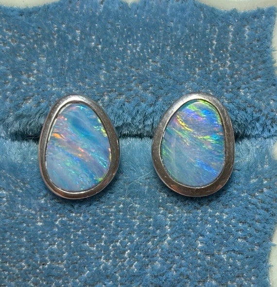 Estate 925 Sterling Silver Genuine Opal Doublet S… - image 3