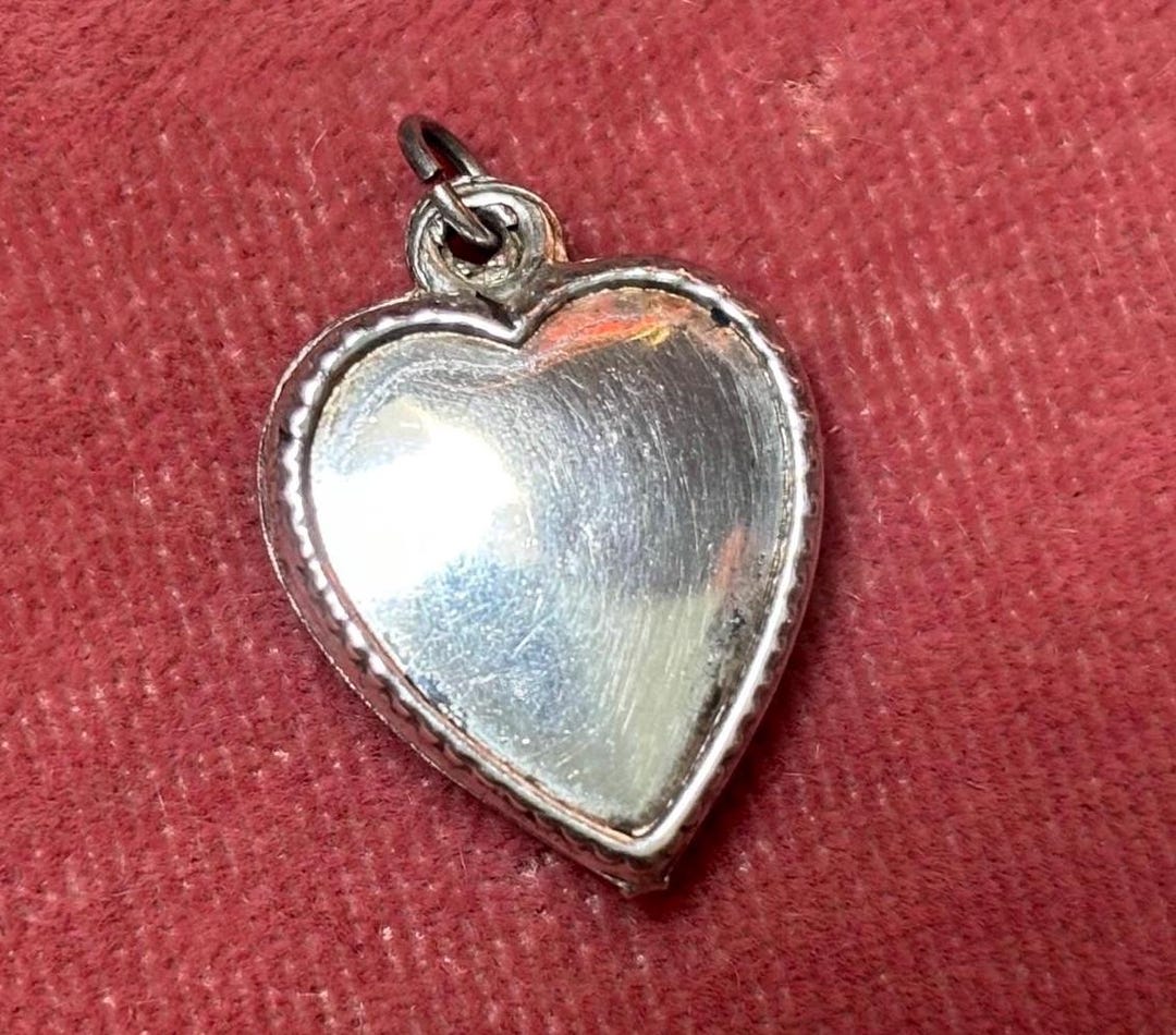 Vintage Sterling Silver Puffy Heart Charm or Pendant 3/4 Inch Retro Era ...