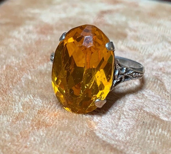 Antique Art Deco Sterling Silver Citrine Past Rin… - image 7