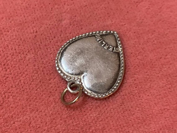 Antique Sterling Silver Heart Charm Etched Floral… - image 5