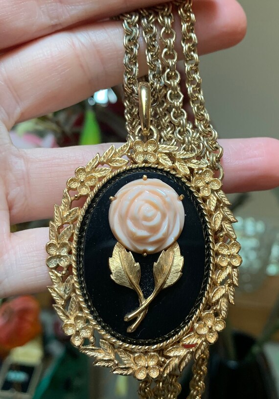 Vintage Avon Pink Coral Colored Rose Cameo Flower Mirror Etsy