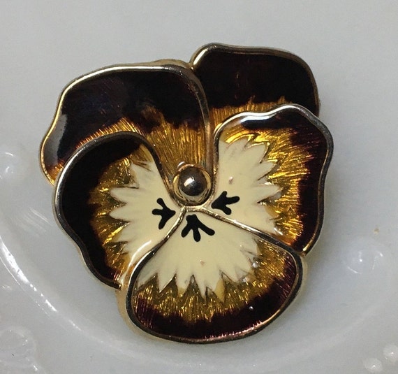 Pansy Enamel Brooch