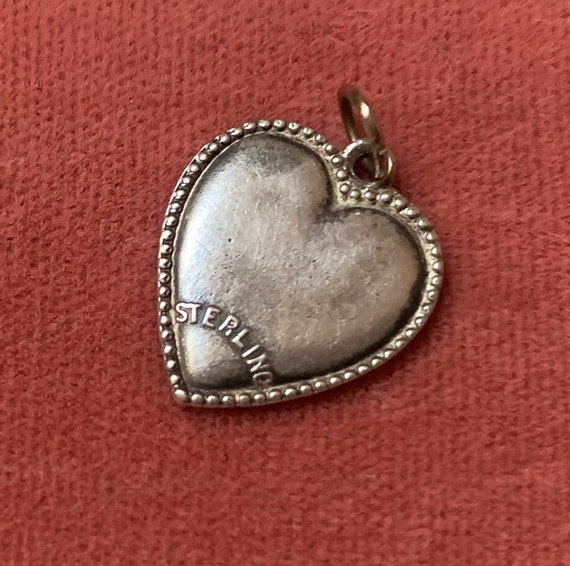 Antique Sterling Silver Heart Charm Etched Floral… - image 3