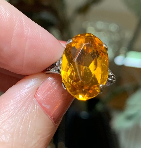 Antique Art Deco Sterling Silver Citrine Past Rin… - image 3