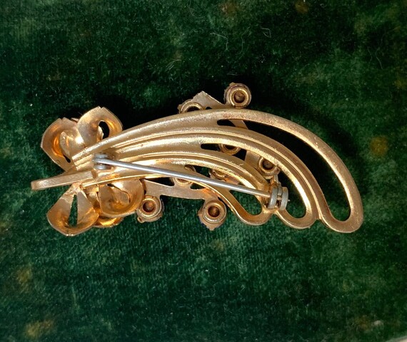 Vintage Gold Retro Era Floral Brooch/Pendant Conv… - image 3