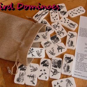 UK Bird Dominoes Unique dominoes engraved with birds and country scenes, a special gift for bird lovers!