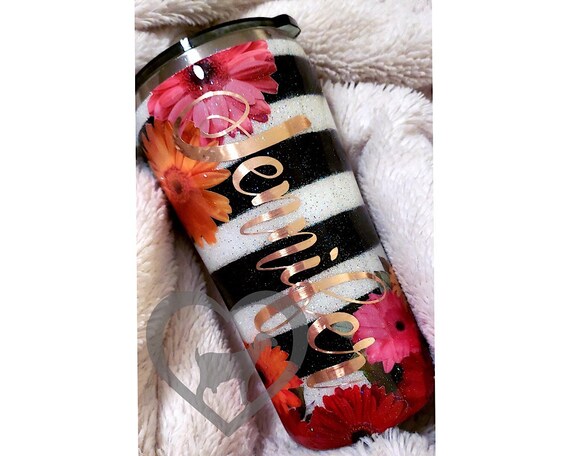 Glitter Tumbler Stainless Tumbler Striped Tumbler Custom Etsy