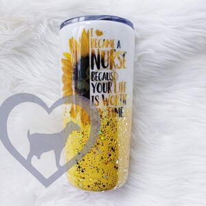 Download Nurse Tumbler Glitter Dipped Tumbler Heartbeat Stethoscope Etsy