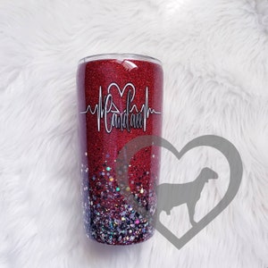 Download Nurse Tumbler Glitter Dipped Tumbler Heartbeat Stethoscope Etsy