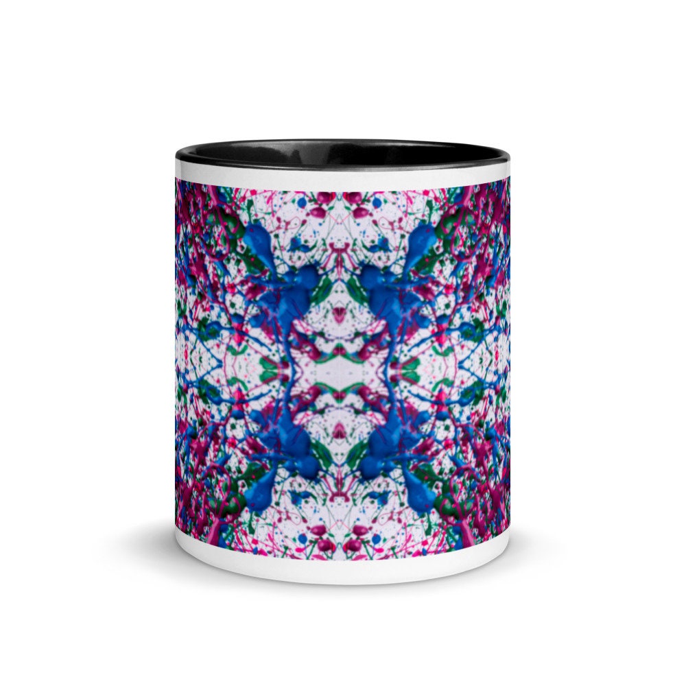 Paint Splatter Design Coffee Mug with Color Inside Messy Art | Etsy