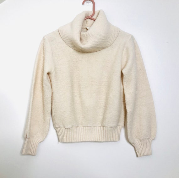 Vintage Cream Cowl Neck Sweater - image 2