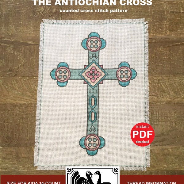 CROSS STITCH PATTERN: The Antiochian Orthodox Christian Cross Syrian Jesus Easter Pascha Christmas Basket Wall Hanging Gift