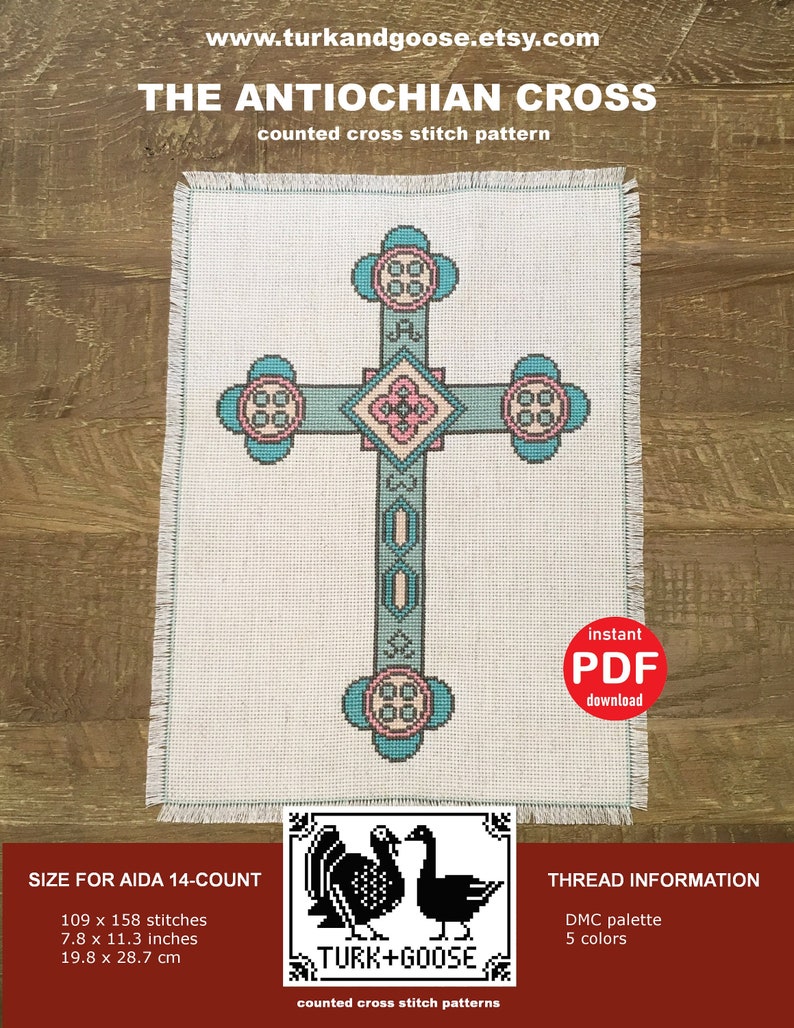 PATRÓN DE PUNTO DE CRUZ: La cruz cristiana ortodoxa de Antioquía, Jesús sirio, Pascha de Pascua, canasta navideña, regalo para colgar en la pared imagen 1